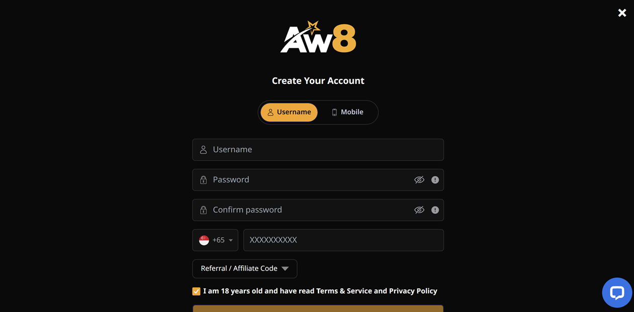 AW8 Singapore Casino Register