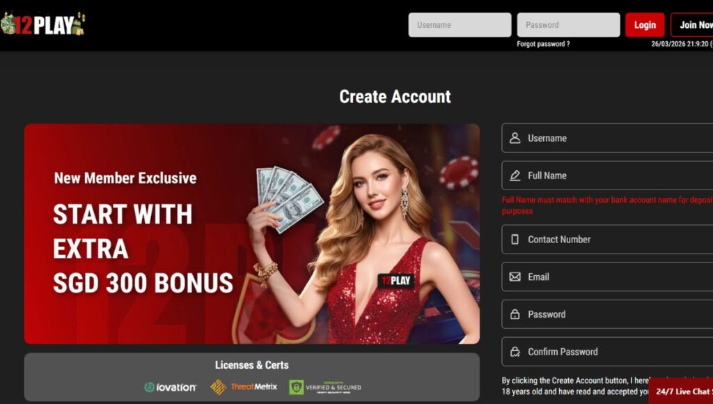 12Play Register Page