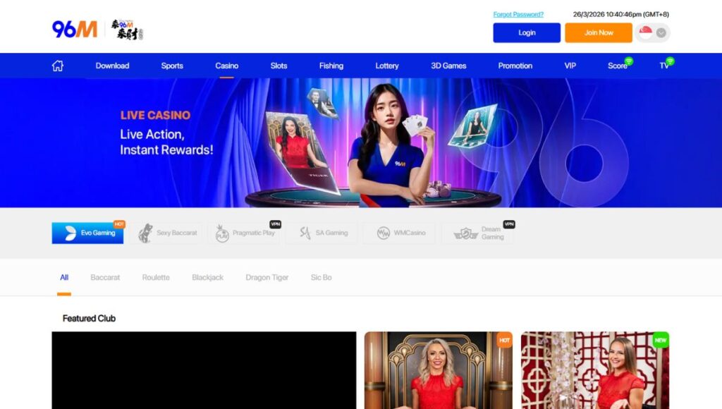 96M Live Casino Games