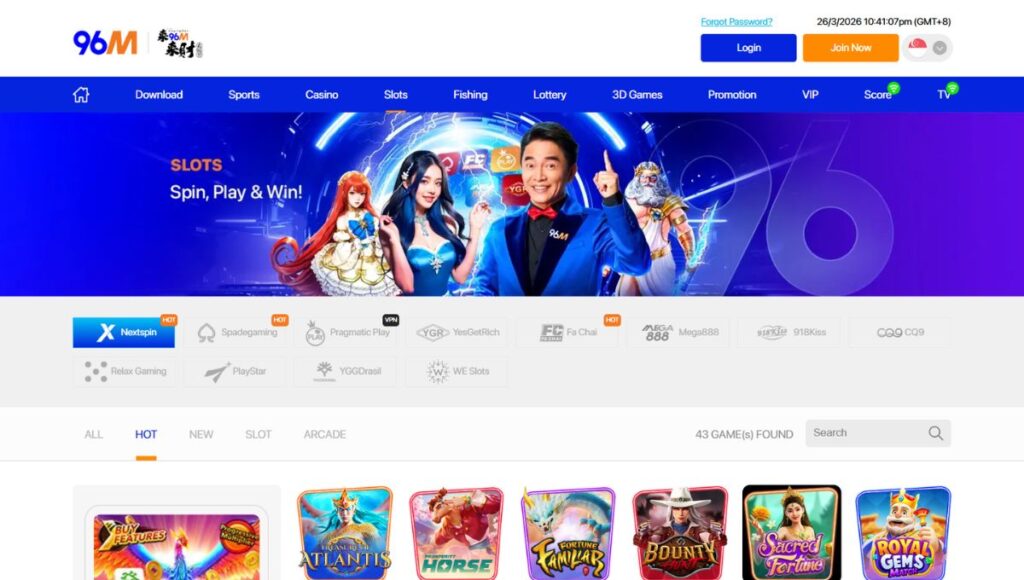 96M Singapore Online Slot Games