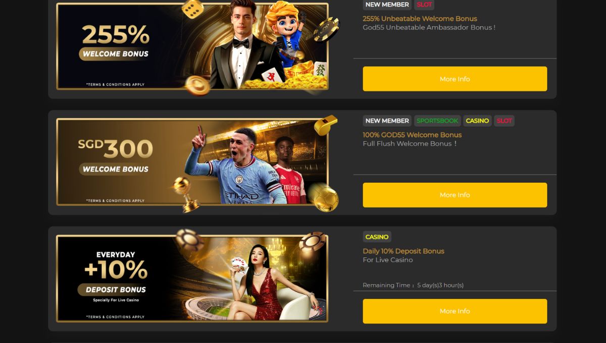 GOD55 Casino Promotions